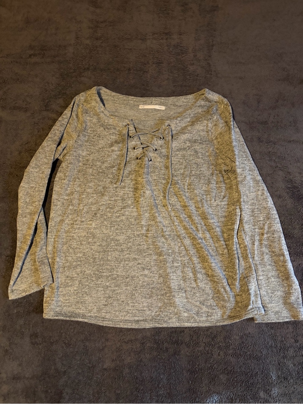 Sfera Heather Gray Lace Up Top